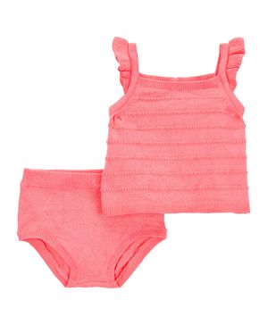 Conjunto De 2 Piezas Con Playera Y Cubrepañal Ganchillo Carter's