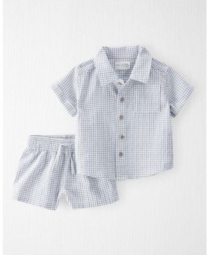 Conjunto De 2 Piezas De Gasa De Algodón Orgánico A Cuadros Carter's Little Planet