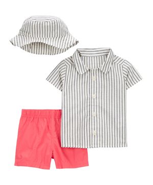 Conjunto De 3 Piezas Con Camisa De Botones Y Short Carter's