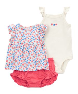 Conjunto De 3 Piezas Con Cubrepañal Floral Carter's
