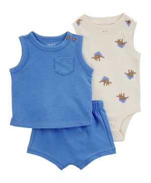 Conjunto De 3 Piezas Con Short De Dinosaurios Carter's