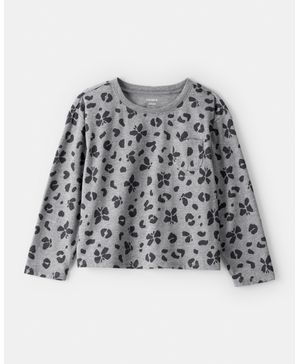 Blusa Con Bolsillo Y Mariposa Leopardo En Gris Carter's
