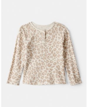 Blusa De Leopardo Y Manga Larga En Crema Oshkosh B'Gosh