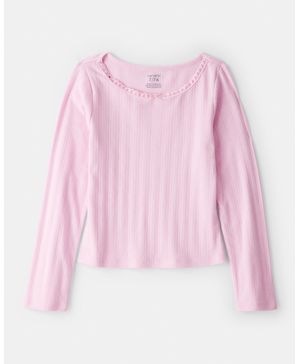 Blusa De Pointelle Con Manga Larga En Rosa Carter's