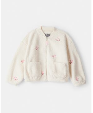 Chamarra De Sherpa Floral Con Cierre Y Manga Larga En Blanco Oshkosh B'Gosh