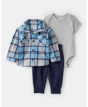 Conjunto De 3 Piezas Con Shacket A Cuadros Carter's
