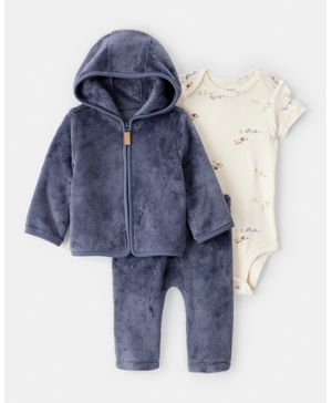 Conjunto De 3 Piezas De Chamarra De Terciopelo Estampado Carter's