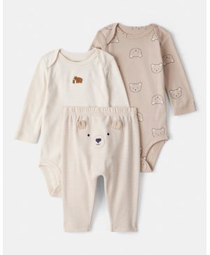 Conjunto De 3 Piezas De Pañalero De Osos Y Pantalón Carter's