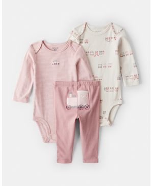 Conjunto De 3 Piezas De Pañaleros De Trenes Y Pantalón Carter's