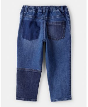 Jeans De Mezclilla De Patchwork De Lavado Oscuro Oshkosh B'Gosh