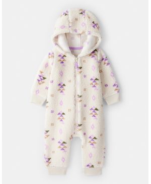 Jumpsuit De Sherpa De Manga Larga Estampado Aztec Carter's