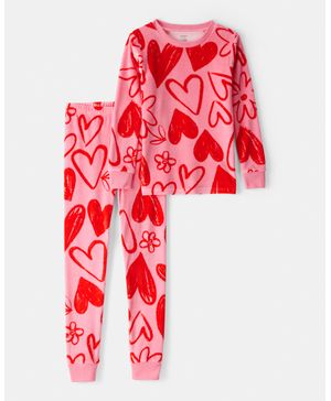Pijama De 2 Piezas Dreamplush De Ajuste Ceñido Con Corazones Carter's