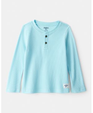 Playera Con Cuello Tipo Henley De Manga Larga En Azul Oshkosh B'Gosh