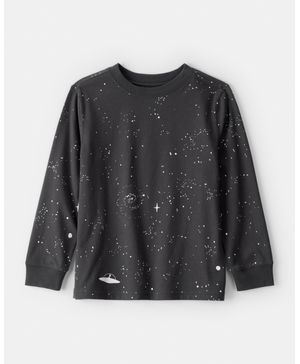 Playera Con Estampado Galaxy Y Manga Larga En Negro Carter's