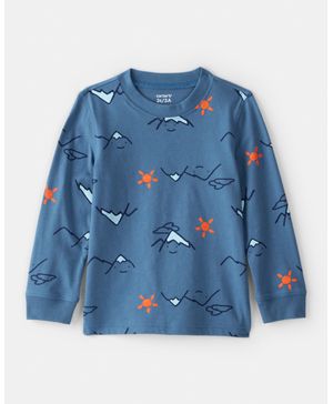 Playera Con Gráfico Y Manga Larga Con Montaña En Azul Carter's