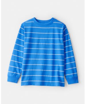 Playera De Manga Larga A Rayas En Azul Carter's