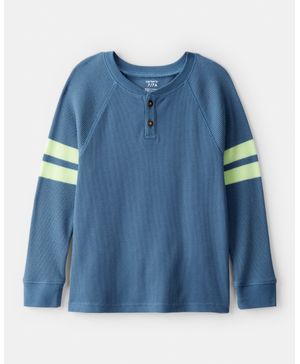 Playera Térmica De Cuello Tipo Henley A Rayas Manga Larga Carter's