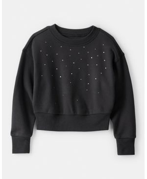 Sudadera De Cuello Redondo Con Pedrería En Negro Oshkosh B'Gosh