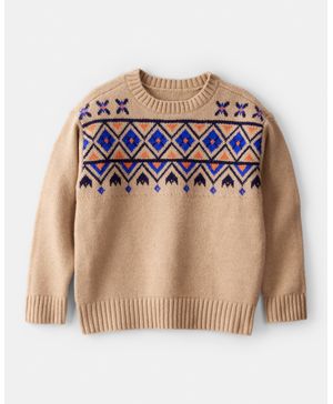 Suéter Con Estampado De Fair Isle En Marrón Carter's