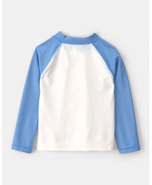 Playera Para Nadar De Manga Larga Con Palmera Azul Y Blanca Carter's