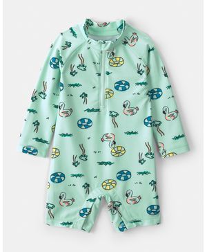 Traje De Baño De 1 Pieza De Manga Larga Vacation Verde Carter's