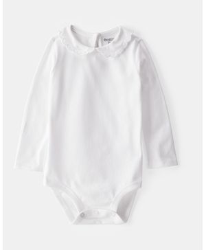 Pañalero De Manga Larga Con Cuello Festoneado En Blanco Oshkosh B'Gosh