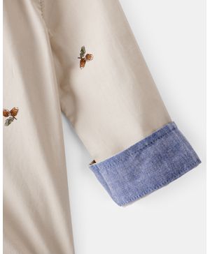 Pañalero De Popelina De Manga Larga Caqui De Bellotas Oshkosh B'Gosh