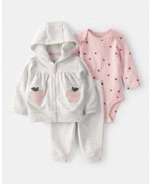 Conjunto De 3 Piezas De Chamarra, Pañalero Y Pantalón Con Manzana Carter's