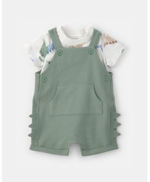Conjunto De 2 Piezas Con Overol De Manga Corta Y Dinosaurios Carter's