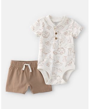Conjunto De 2 Piezas Con Playera Y Short Estampado Animal Carter's