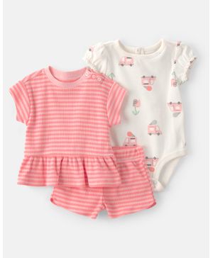 Conjunto De 3 Piezas Con Pañalero, Playera Y Short De Helado Carter's