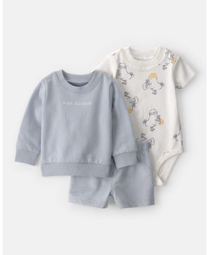 Conjunto De 3 Piezas Con Pañalero, Sudadera Y Short Carter's