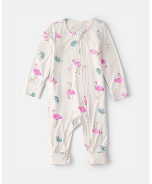 Mameluco De Material Sustentable Purelysoft Flamingos Ceñido Carter's