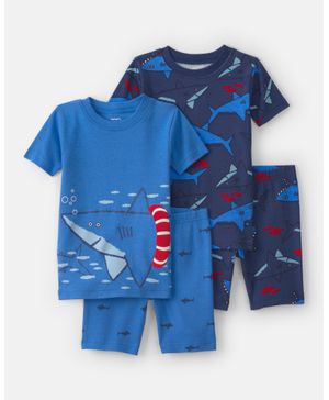 Pijama De 4 Piezas 100% Algodón De Ajuste Ceñido Y Tiburones Carter's