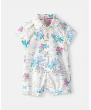 Romper De Manga Corta Con Estampado Tropical Beach Carter's